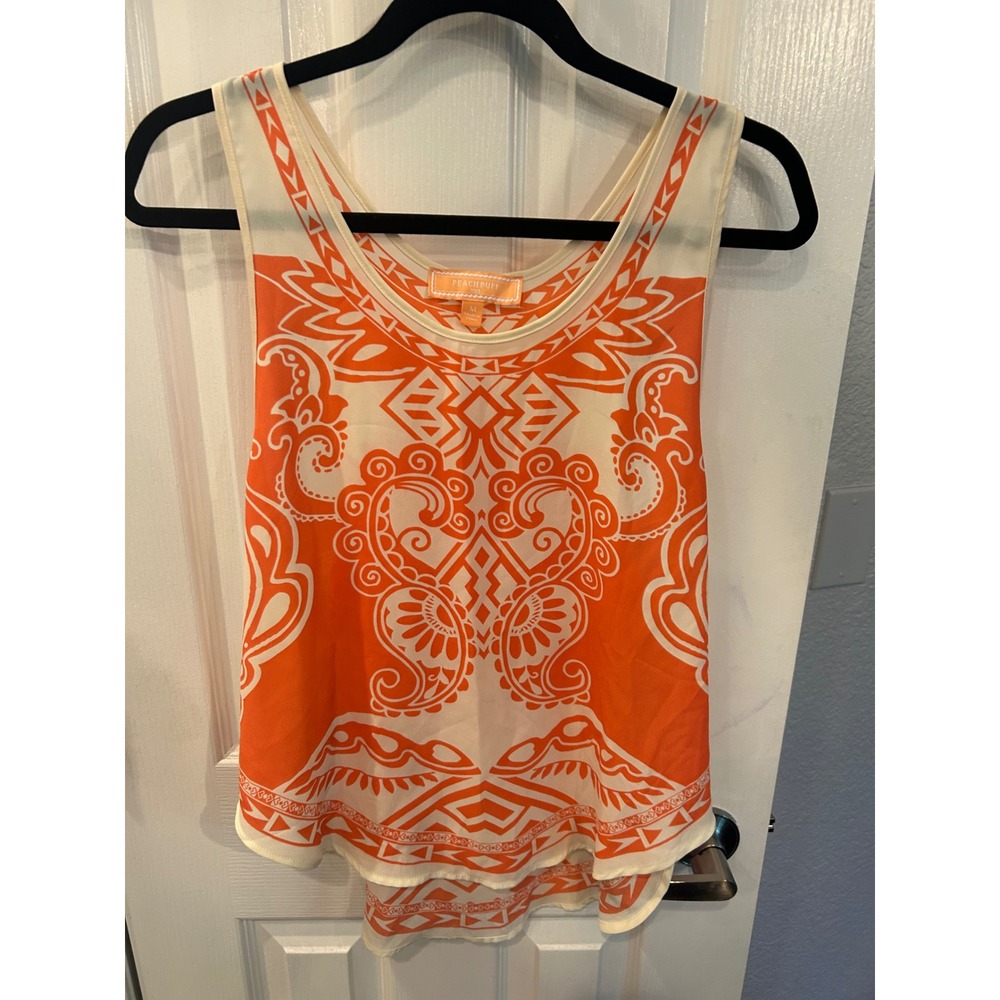 Peachpuff Tank Top Orange Cream Geometric Paisley Racerback Blouse 150418